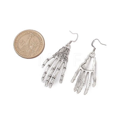 Halloween Themed Skull Hand Dangle Earrings EJEW-JE06070-1