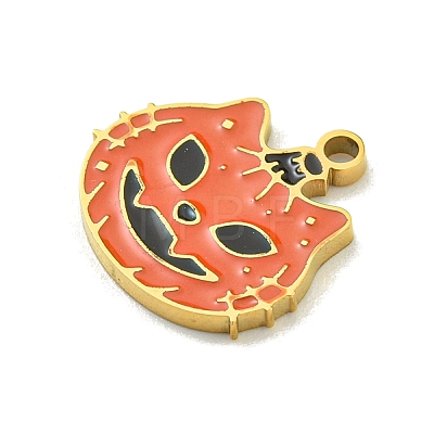 Halloween Theme Ion Plating(IP) 304 Stainless Steel Enamel Charms STAS-M011-03H-1