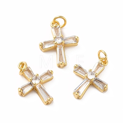 Rack Plating Brass Micro Pave Cubic Zirconia Pendants KK-E281-15G-1