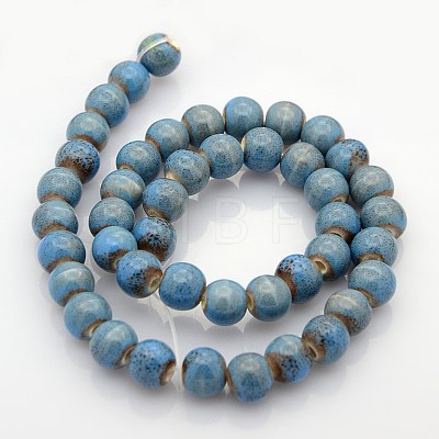 Handmade Fancy Antique Glazed Porcelain Ceramic Round Beads Strands PORC-L019-13mm-11-1