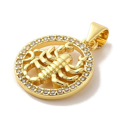 Zodiac Theme Brass Micro Pave Cubic Zirconia Pendants KK-M273-05J-G-1