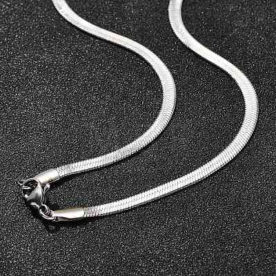 Anti-Tarnish 3mm Titanium Steel Flat Snake Chain Necklaces for Men Women NJEW-G160-03P-1