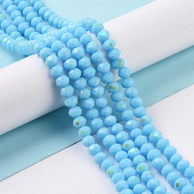 Electroplate Opaque Solid Color Glass Beads Strands X1-EGLA-A034-P8mm-L11-1