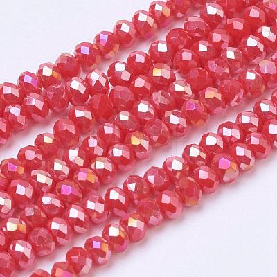 Electroplate Glass Beads Strands GLAA-F001-3x2mm-18AB-1
