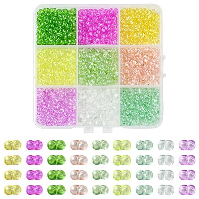 90g 9 Colors Baking Paint Glass Seed Beads SEED-YW0002-51A-1