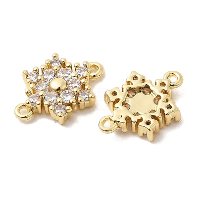 Brass Micro Pave Cubic Zirconia Connector Charms KK-L258-03A-G-1