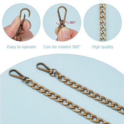   2Pcs Aluminum Curb Chain Bag Shoulder Straps FIND-PH0018-55AB-1