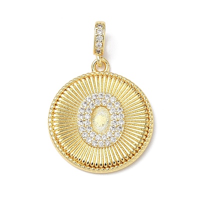 Brass Micro Pave Clear Cubic Zirconia Pendants KK-L253-17G-O-1