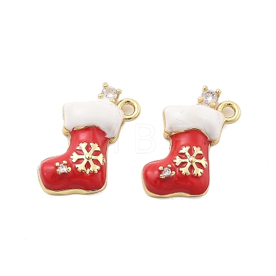 Christmas Theme Brass Micro Pave Cubic Zirconia Pendants KK-L228-30A-G-1