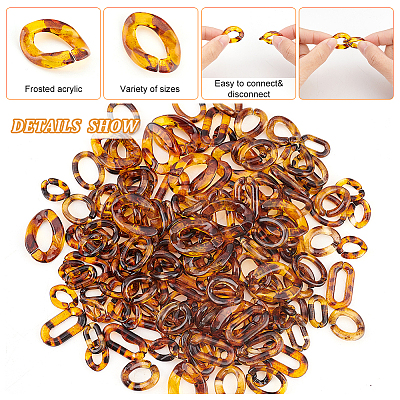480Pcs 6 Style Transparent Acrylic Linking Rings OACR-DC0001-03-1