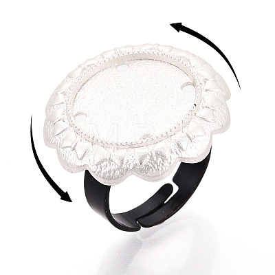 Adjustable Flower Alloy & Iron Bezel Cup Ring Base with Rotatable Tray MAK-T012-07S-1