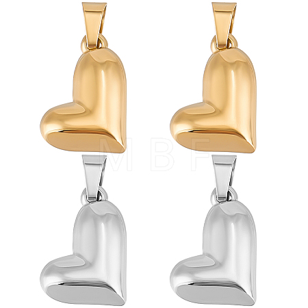 4Pcs 2 Colors Valentine's Day 304 Stainless Steel Charms STAS-BBC0006-12-1