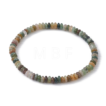 Natural Indian Agate Rondelle Beaded Stretch Bracelets BJEW-JB09980-01-1