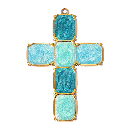 304 Stainless Steel with Enamel Pendants SA-OY002-65G-02-1