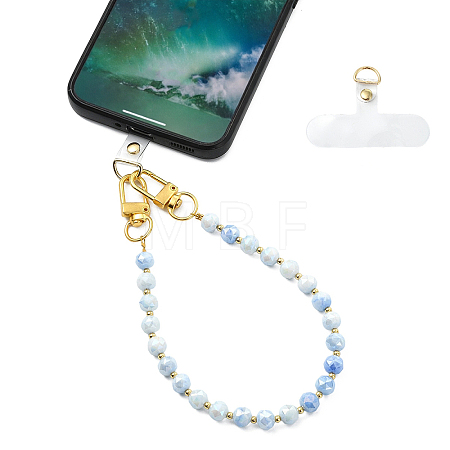 Glass Round Bead Mobile Straps HJEW-YW00517-01-1