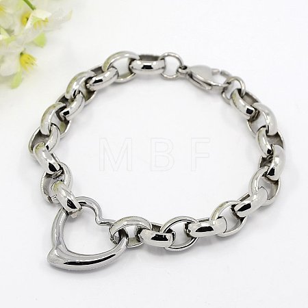 Tarnish Resistant Fashionable 304 Stainless Steel Heart Link Bracelets LS-BJEW-G423-10-1