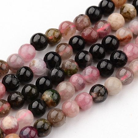 Natural Multicolor Tourmaline Round Bead Strands G-F269-05-8mm-1