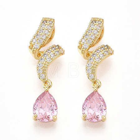 Brass Micro Pave Cubic Zirconia Pendants KK-T070-65B-1