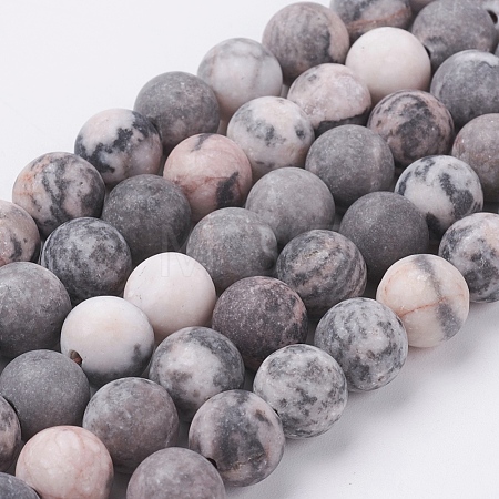 Natural Pink Zebra Jasper Beads Strands G-J376-46F-10mm-1