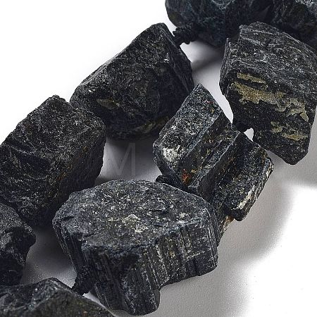 Raw Rough Natural Black Tourmaline Beads Strands G-J388-A12-01-1