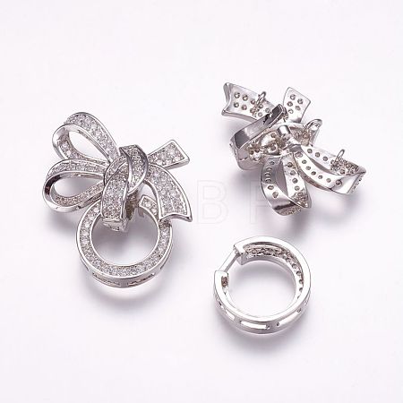 Brass Micro Pave Cubic Zirconia Fold Over Clasps ZIRC-F053-98P-1