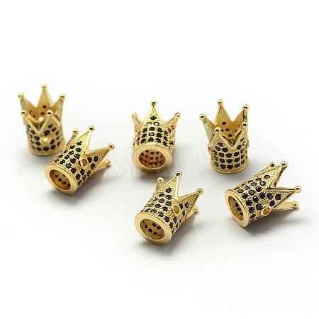 Rack Plating Brass Cubic Zirconia Beads ZIRC-S034-01G-1