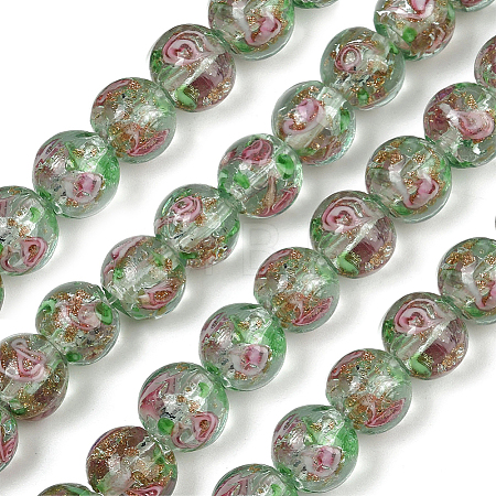 1 Strand Handmade Glod Sand Lampwork Beads Strands LAMP-PA0001-77B-1