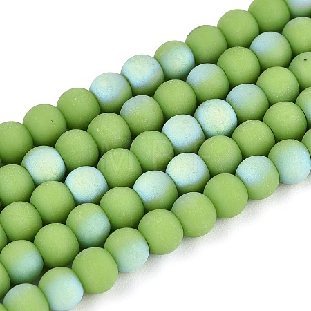 Frosted Opaque Glass Beads Strands GLAA-T032-P4mm-MBB06-1