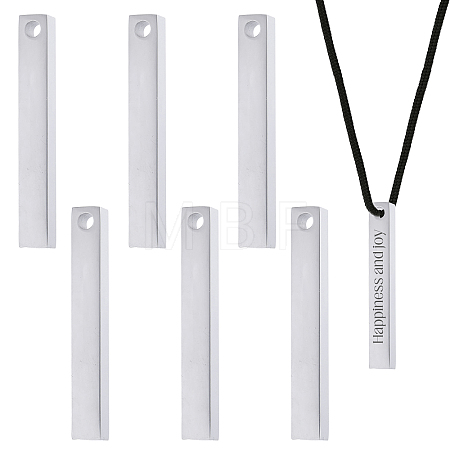 6Pcs Stainless Steel Pendants STAS-BC0003-98B-1