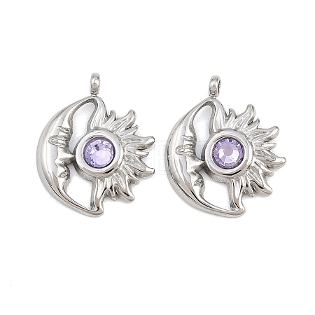 304 Stainless Steel Rhinestone Pendants STAS-Z166-24P-06-1