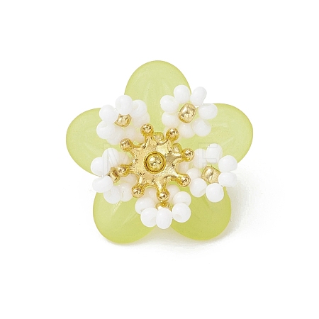 Glass Seed Beaded Flower Pendants PALLOY-MZ01128-03-1