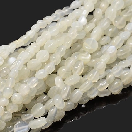 Natural White Moonstone Nuggets Beads Strands X-G-J335-45-1