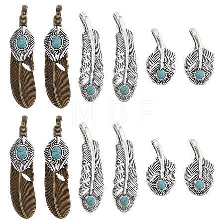 12Pcs 3 Styles Tibetan Style Alloy Big Pendants FIND-SC0003-63-1
