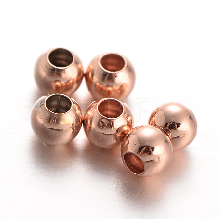 Round Brass Spacer Beads KK-L129-37RG-1