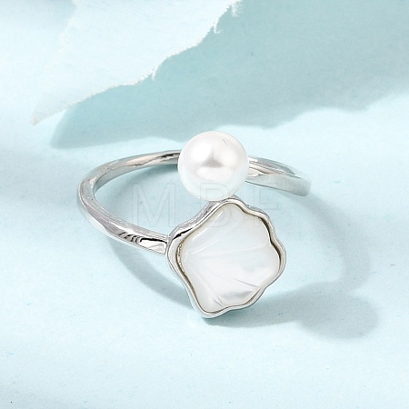 Adjustable Brass White Shell Cuff Rings SH-CBA3B38-01P-1