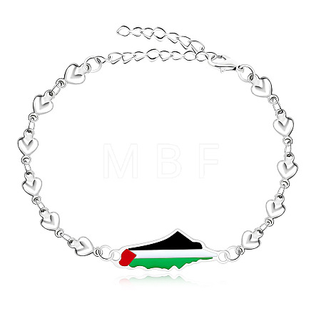 Palestine Map 304 Stainless Steel Enamel Link Bracelets FS-WGEA228-12-1