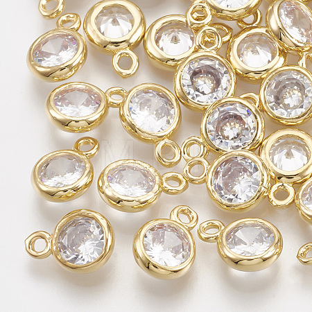 Brass Cubic Zirconia Charms X-KK-T035-15-1