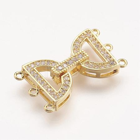 Brass Micro Pave Cubic Zirconia Fold Over Clasps ZIRC-F047-05G-1
