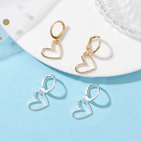 Brass Heart Pendants Leverback Earrings EJEW-JE06900-1