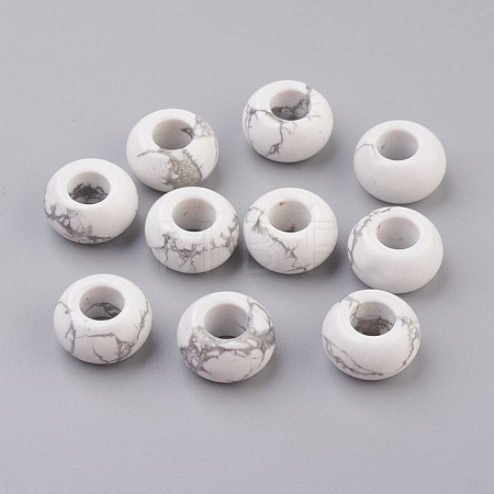 Natural Howlite European Beads X-G-G740-14x8mm-07-1