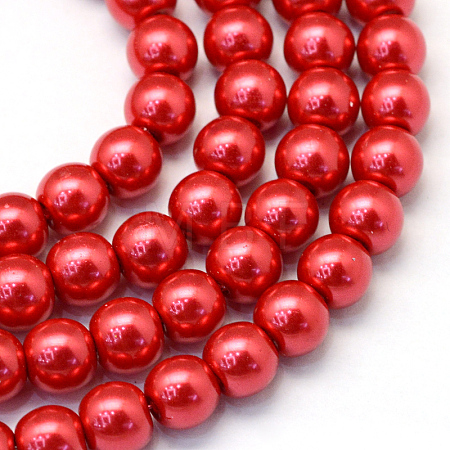 Baking Paint Pearlized Glass Pearl Round Bead Strands X-HY-Q330-8mm-74-1