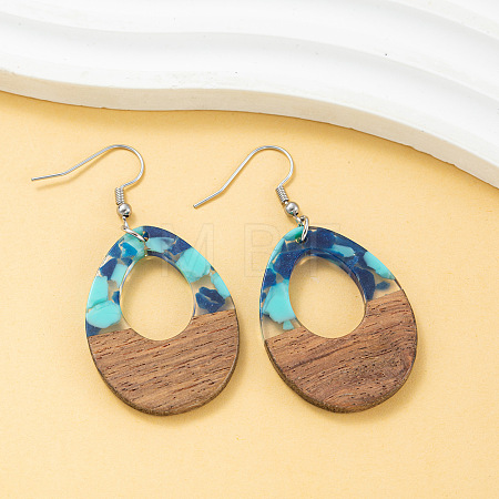Wood & Resin Dangle Earrings WG44CA1-01-1