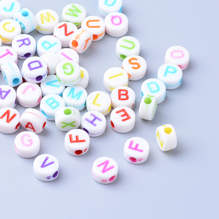 Craft Acrylic Horizontal Hole Letter Beads X-SACR-S201-11-1