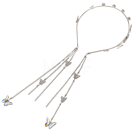 Zinc Alloy Rhinestone Hair Bands OHAR-WH20007-01B-P-1