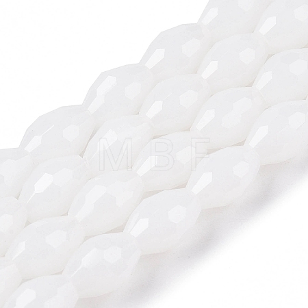 Opaque Solid Color Imitation Jade Glass Beads Strands EGLA-A037-P6x8mm-D01-1
