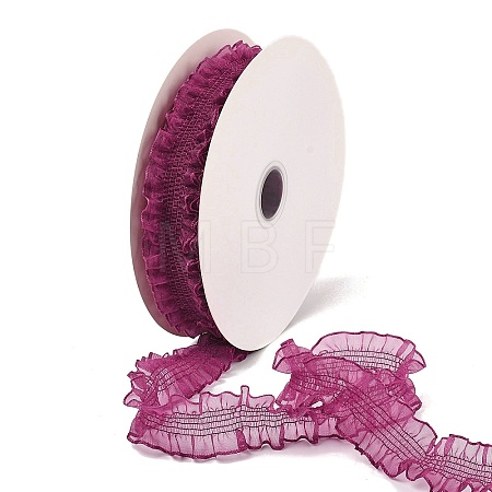 20 Yards Polyester Pleated Elastic Lace Trim SRIB-M015-01B-1