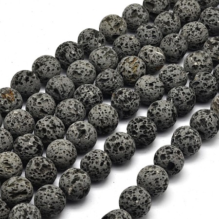 Unwaxed Natural Lava Rock Bead Strands G-F309-14mm-1