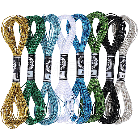8 Skeins 8 Colors 12-Ply Metallic Polyester Embroidery Floss OCOR-CY0004-56B-1