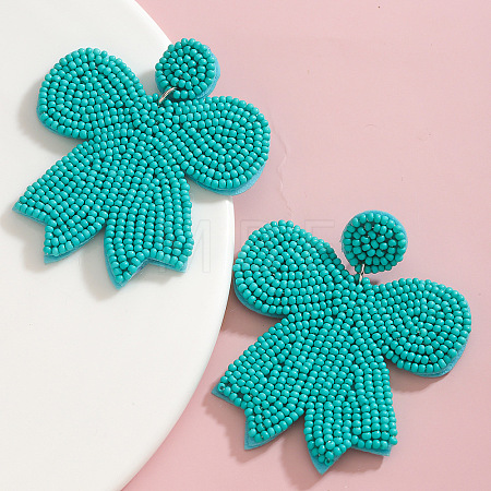 Glass & Cloth Bowknot Dangle Stud Earrings FS-WG55AB9-07-1