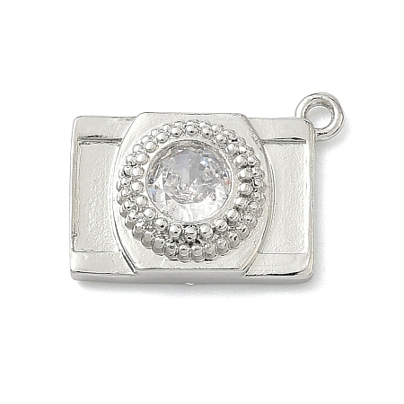 Brass Pave Clear Cubic Zirconia Charms KK-G548-08P-1
